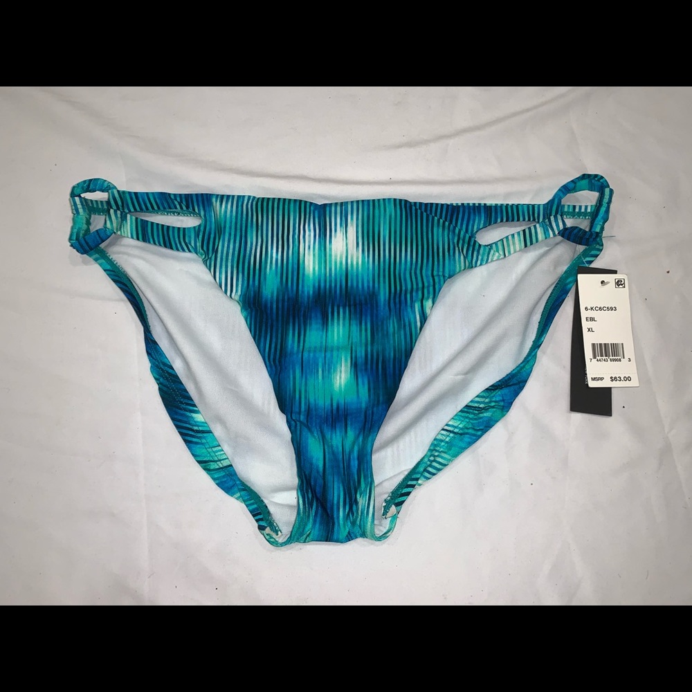 Kenneth Cole Bikini Swim Bottoms XL Blue Abstract